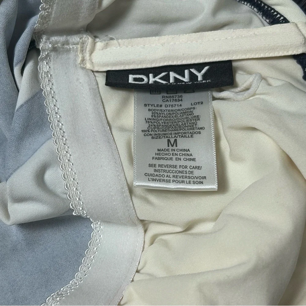 DKNY Striped Blue and White Swim Top size medium